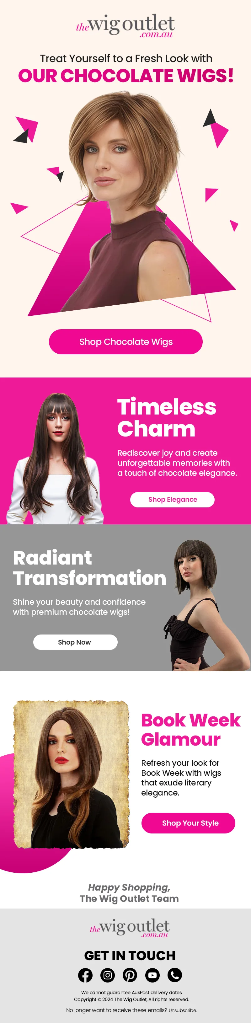 Treat yourself to our chocolate wigs, complete email design
