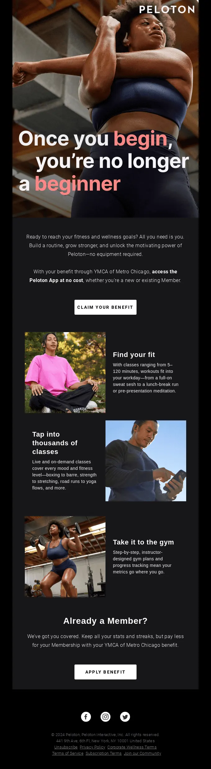 Peloton email design by Excelohunt