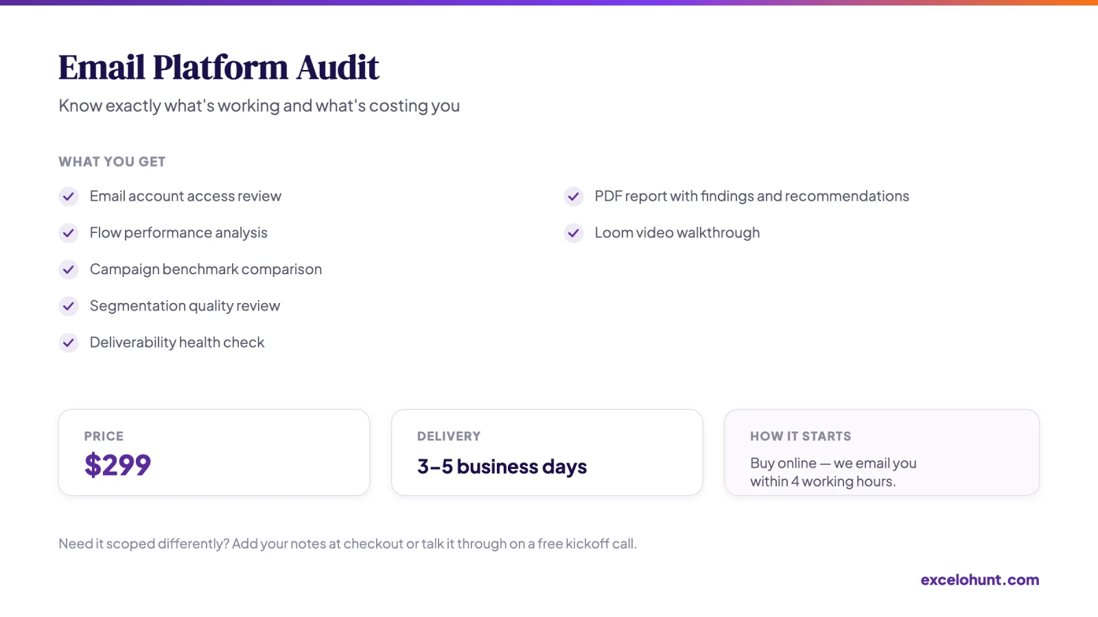 Overview of Email Platform Audit: what you get, price and delivery time