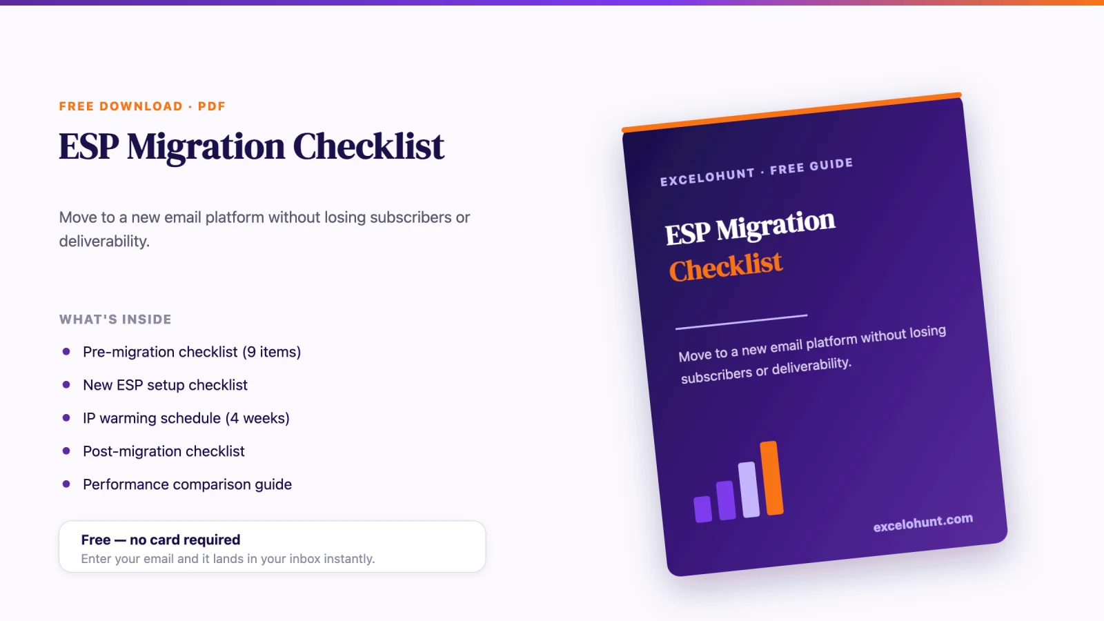 Cover mockup of the free ESP Migration Checklist PDF download from Excelohunt